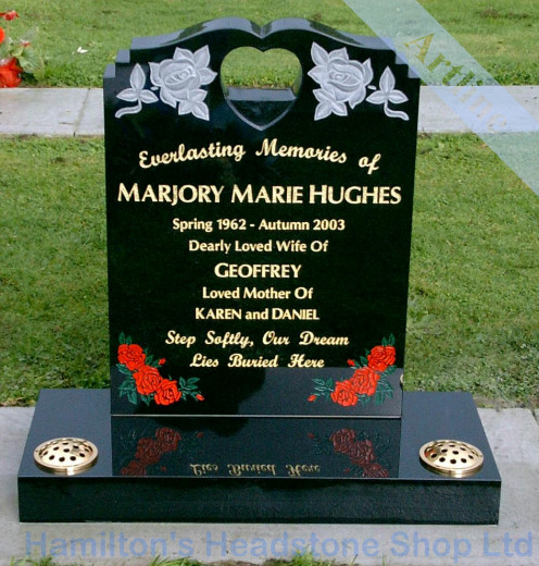 Heart and Roses Headstone
