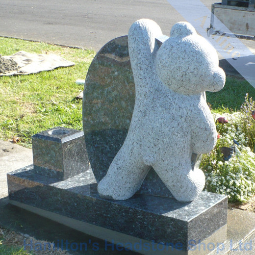 Carved Teddy Bear Headstone