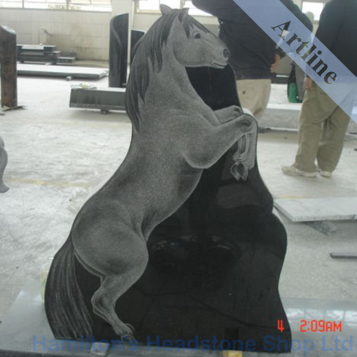 Etched Horse Headstone
